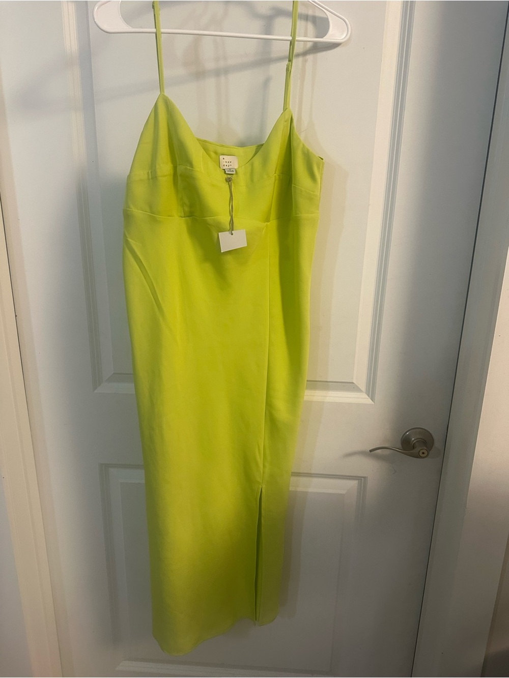 Source Unknown Neon Lime Slip Midi Dress